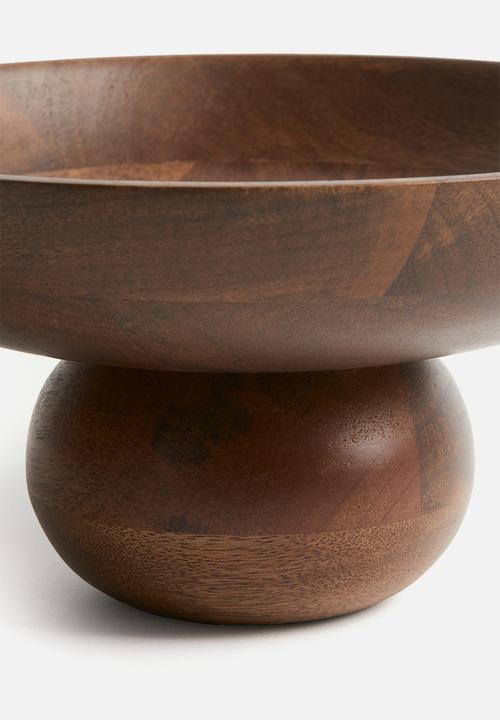 H&M - Footed wooden bowl - brown