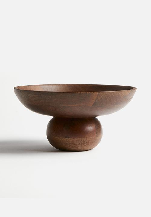 Footed wooden bowl - brown