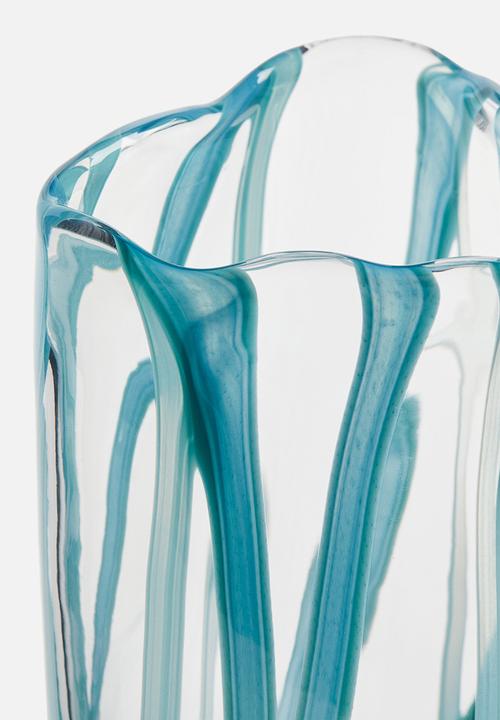 H&M - Large glass vase - turquoise/patterned