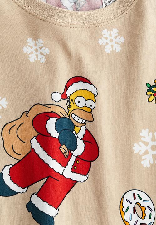 H&M - Print-motif cotton t-shirt - beige/the simpsons