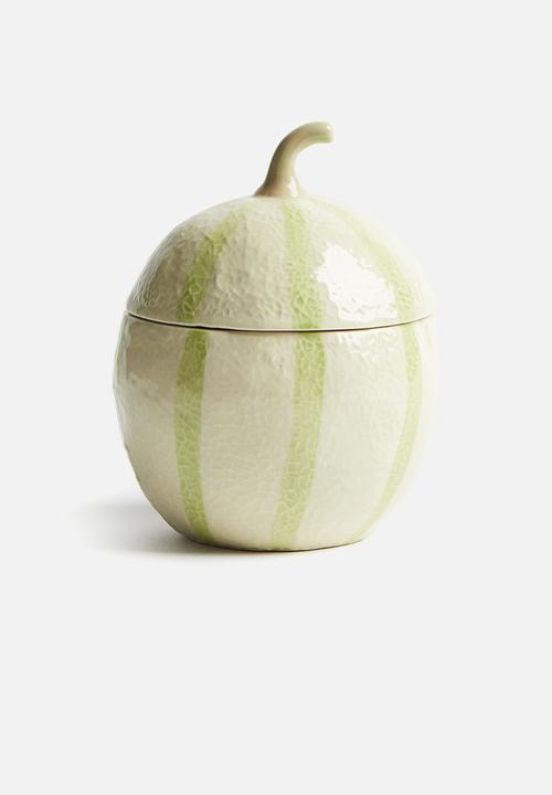 H&M - Small stoneware jar - light green melon