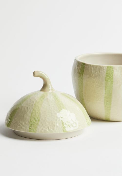 H&M - Small stoneware jar - light green melon