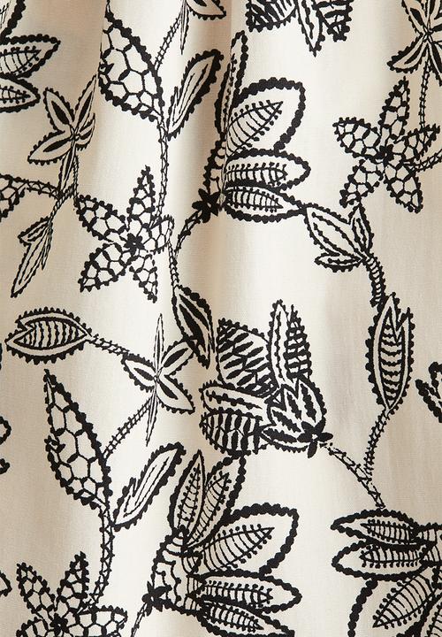 H&M - Smock-topped dress - cream & black floral 
