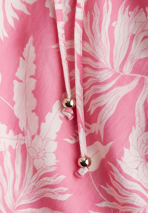 H&M - Balloon-sleeved blouse - pink patterned