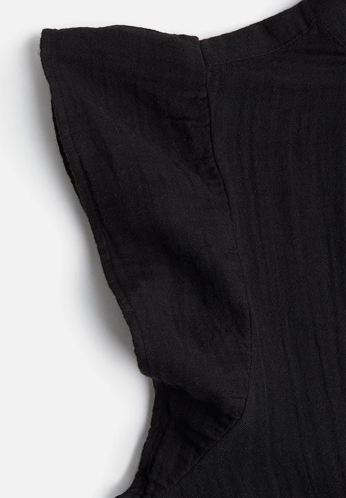 H&M - Flutter-sleeved muslin blouse - black