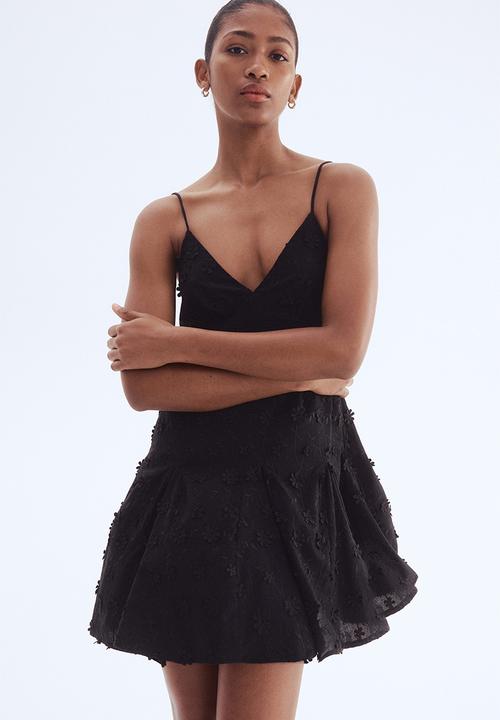 Appliqud cotton dress - black - 1281955002