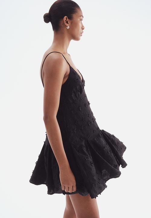 H&M - Appliquéd cotton dress - black