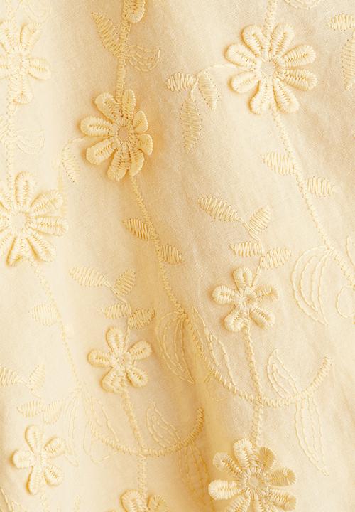 H&M - Appliquéd cotton dress - light yellow