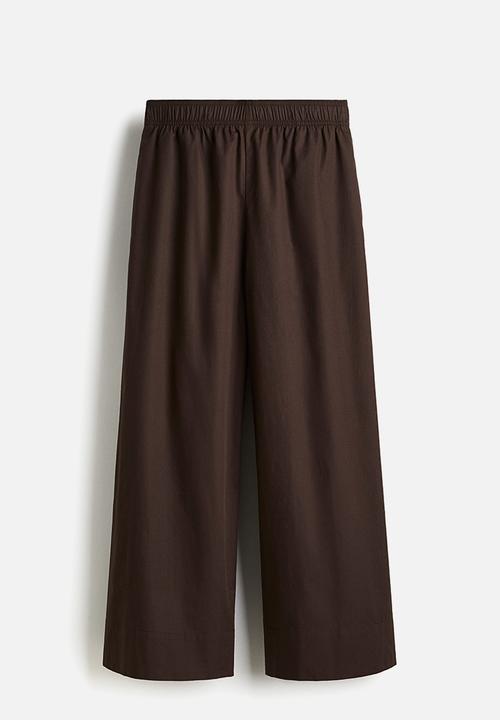 H&M - Ankle-length cotton trousers - dark brown 