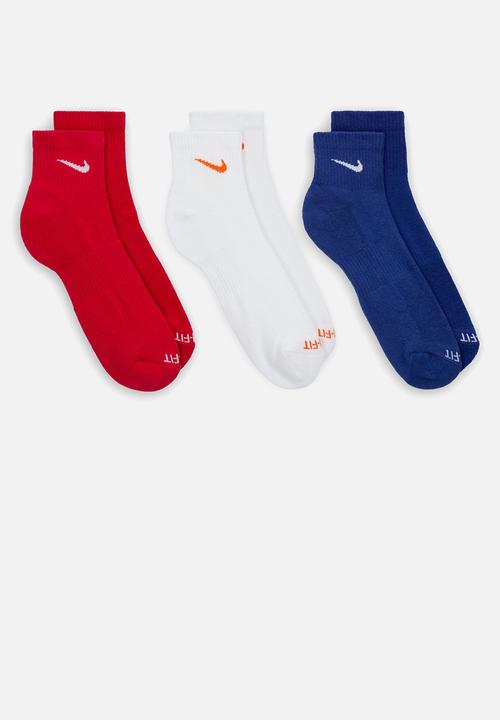 Nike - Everyday Plus Cushioned Training Ankle Socks (3 Pairs) - Red/Wht/Blue