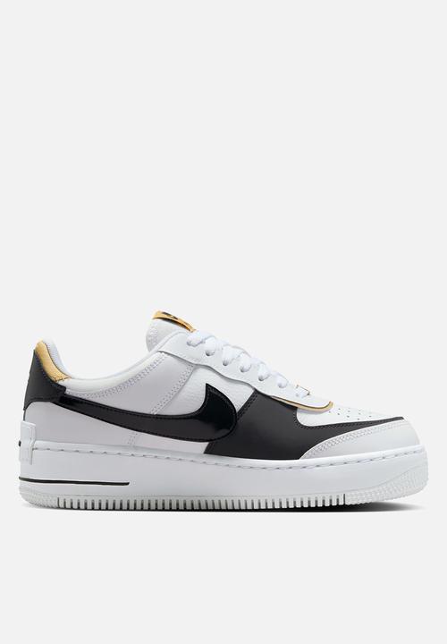 nike black gold white shoes