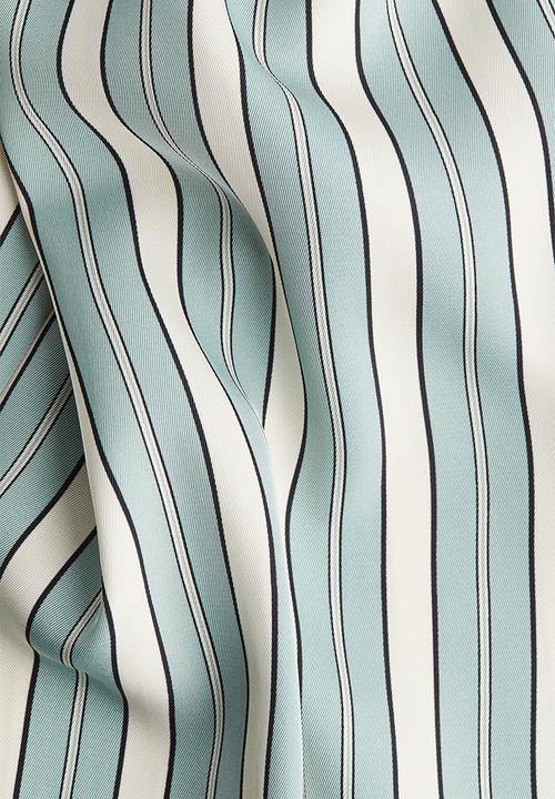 H&M - Drawstring twill trousers - light turquoise striped