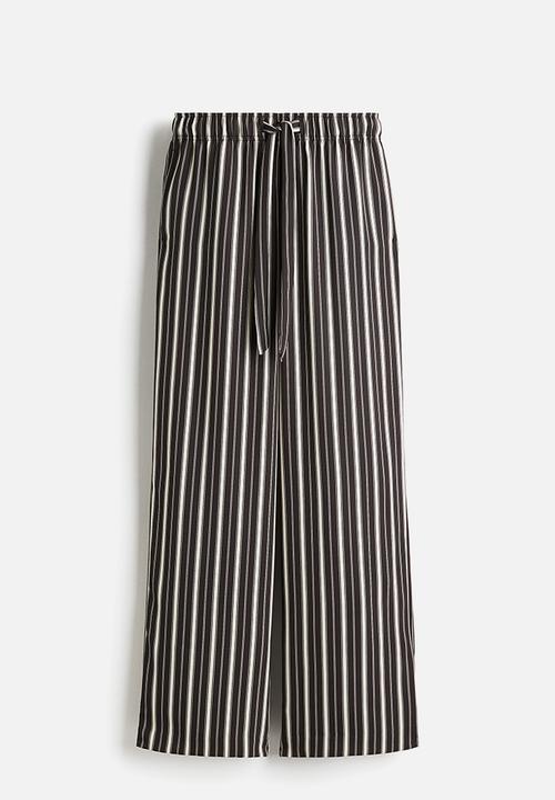 H&M - Drawstring twill trousers - black striped