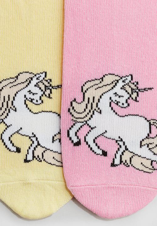 H&M - 7-Pack trainer socks - pink/unicorns
