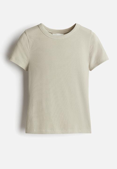 H&M - Ribbed modal-blend t-shirt - greige