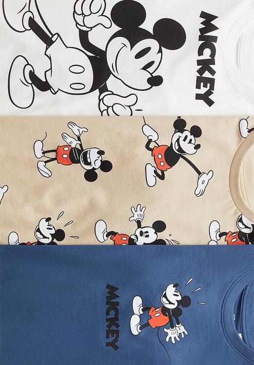 H&M - 3-Pack printed T-shirts - blue/mickey mouse