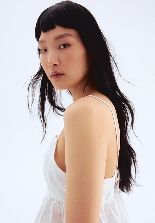 H&M - Appliquéd strappy top - white