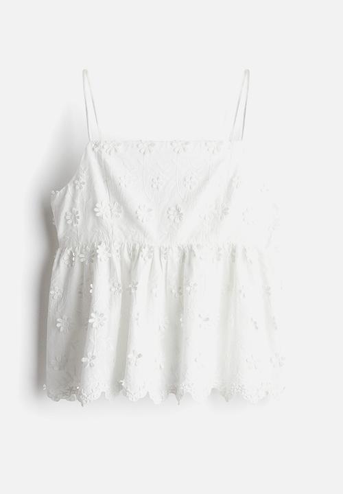 H&M - Appliquéd strappy top - white