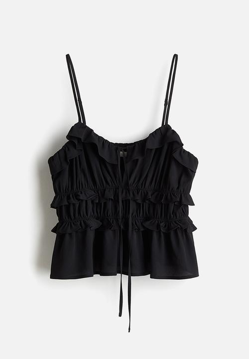 H&M - Frill-trimmed strappy top - black