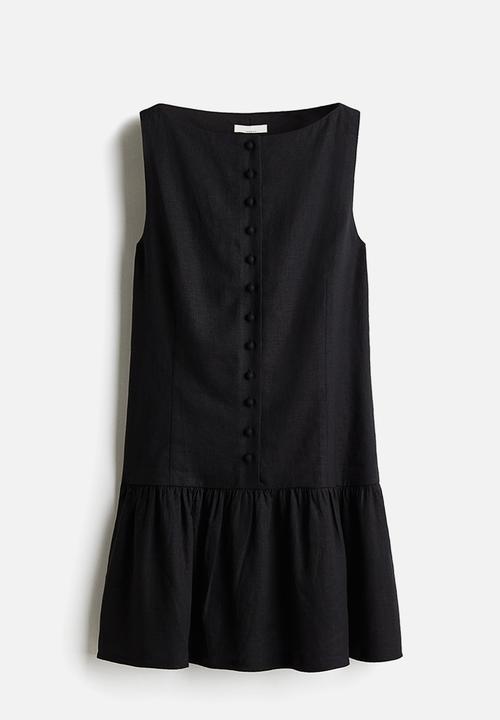 H&M - Linen-blend dress - black