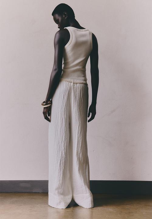 H&M - Macramé-belt trousers - white