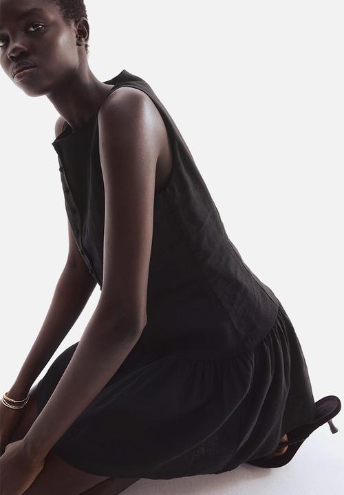 H&M - Linen-blend dress - black
