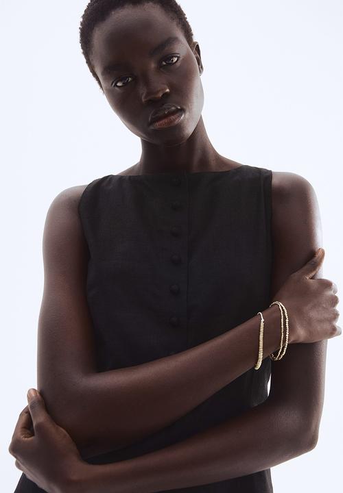 H&M - Linen-blend dress - black