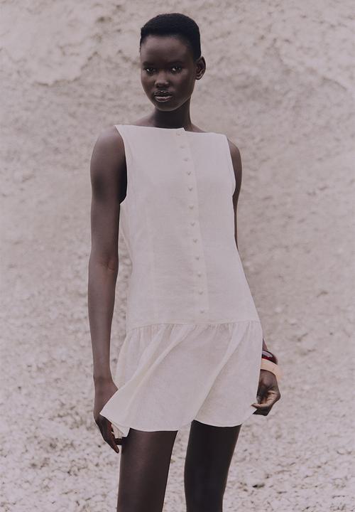 H&M - Linen-blend dress - cream