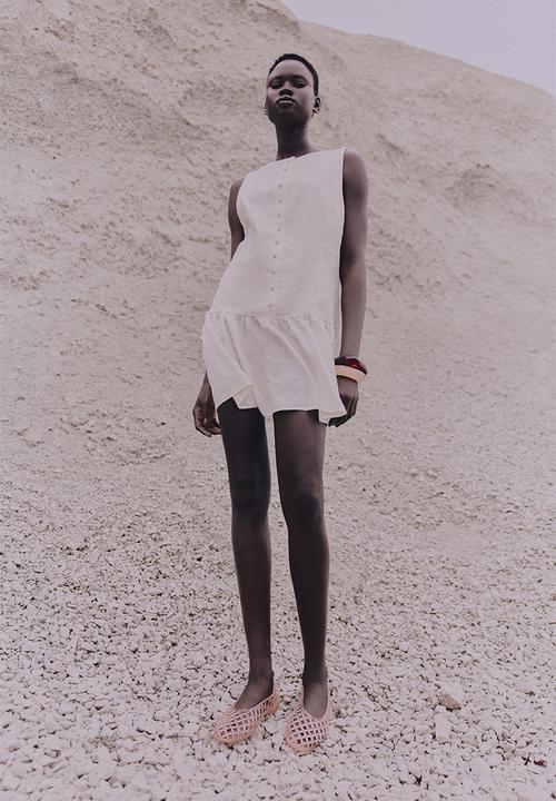 H&M - Linen-blend dress - cream