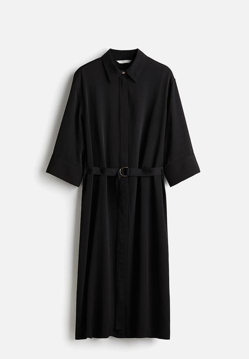 H&M - Belted shirt dress - black