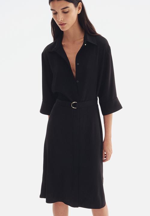 H&M - Belted shirt dress - black