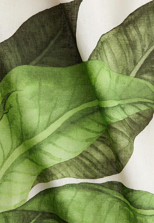 H&M - Linen-blend strappy dress - white leaves