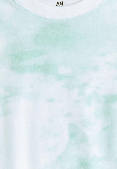 H&M - Printed cotton T-shirt - light turquoise/patterned