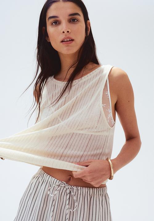 H&M - Rib-knit vest top - cream