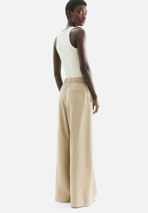 H&M - Wide tie-belt trousers - beige