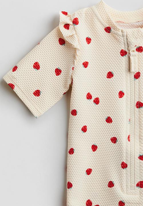 H&M - Swimsuit with upf 50 - cream/strawberries
