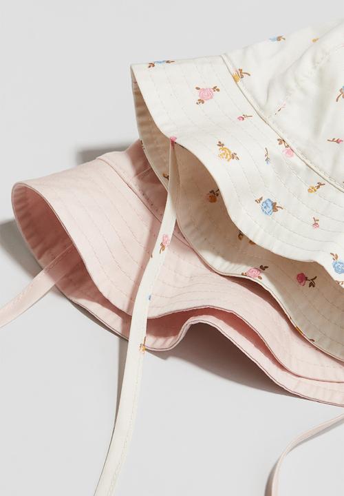 H&M - 2-Pack cotton sun hats - light pink/floral