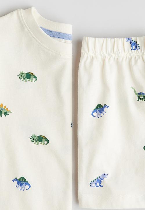 H&M - Printed jersey pyjamas - white/dinosaurs 