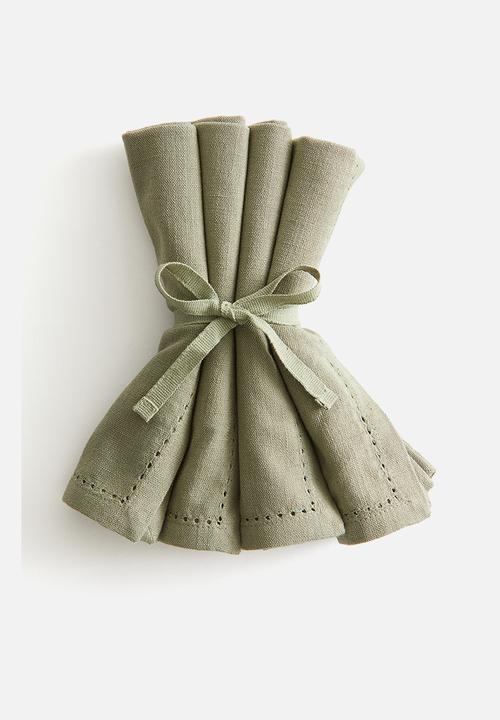 H&M - 4-pack linen-blend napkins - sage green