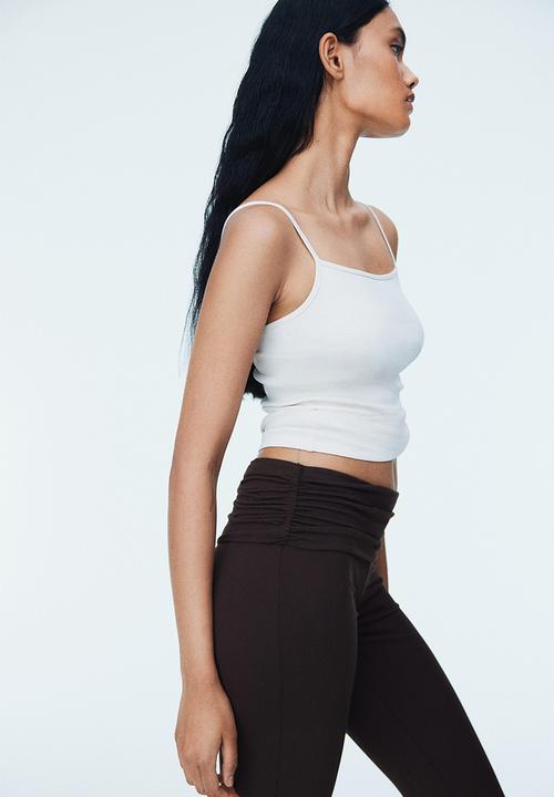 H&M - Gathered microfibre yoga pants - dark brown