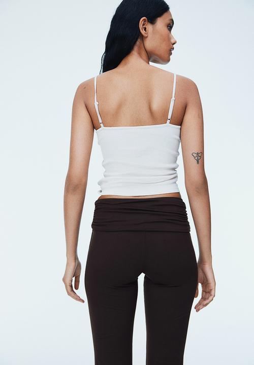 H&M - Gathered microfibre yoga pants - dark brown