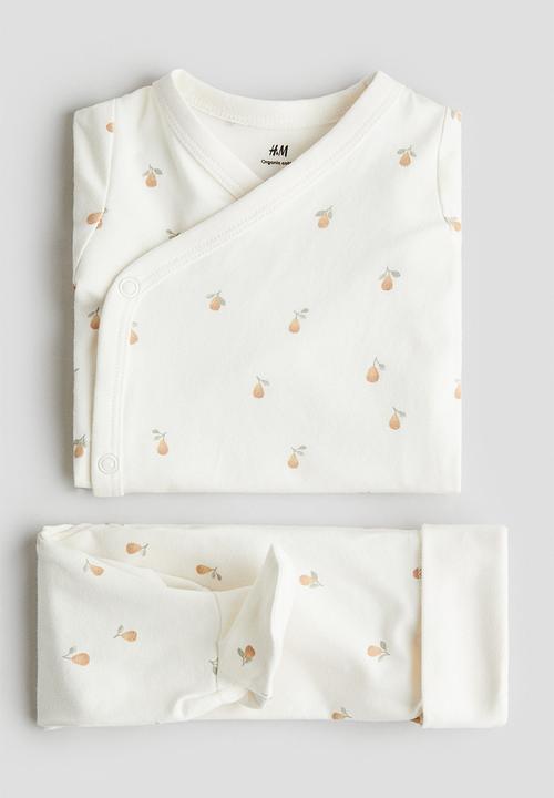 H&M - 2-Piece cotton set - white/pears 
