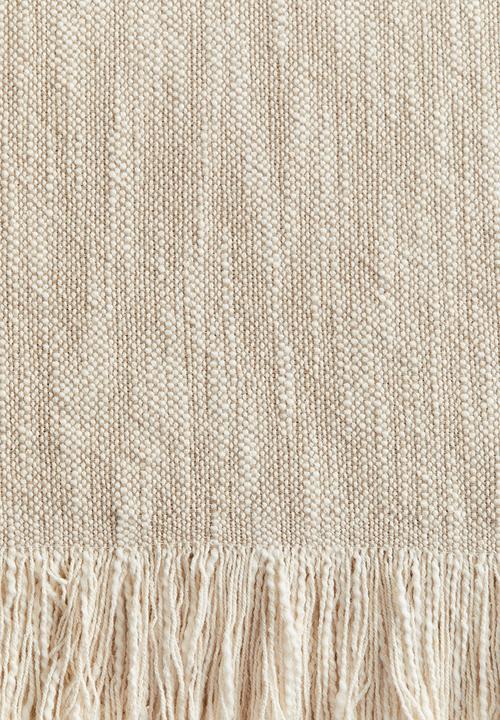 H&M - Fringed slub-weave blanket - beige