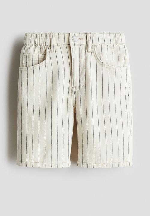 H&M - Loose fit denim shorts - cream/striped