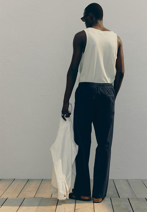 H&M - Relaxed fit cotton trousers - dark blue