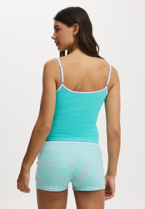 Cotton On - Dreamy soft longline cami - aqua dream/violet blue bwc