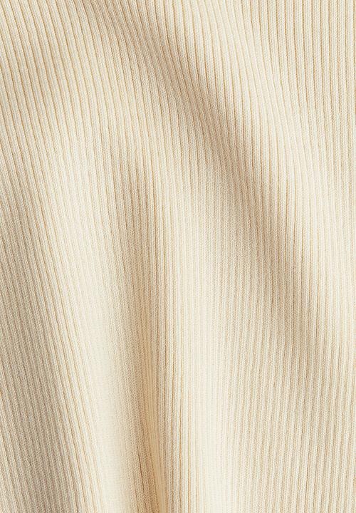 H&M - Short rib-knit top - pale yellow
