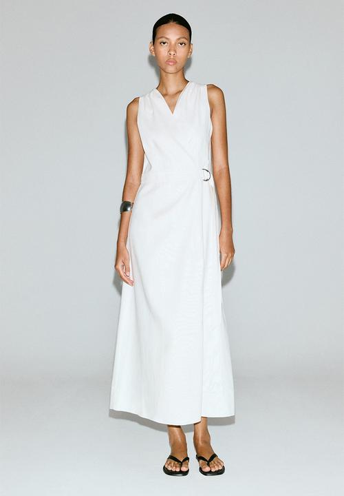 H&M - Linen-blend wrap dress - white