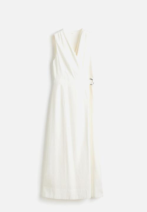 H&M - Linen-blend wrap dress - white