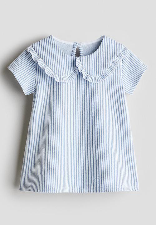 H&M - Collared a-line dress -  blue/white striped